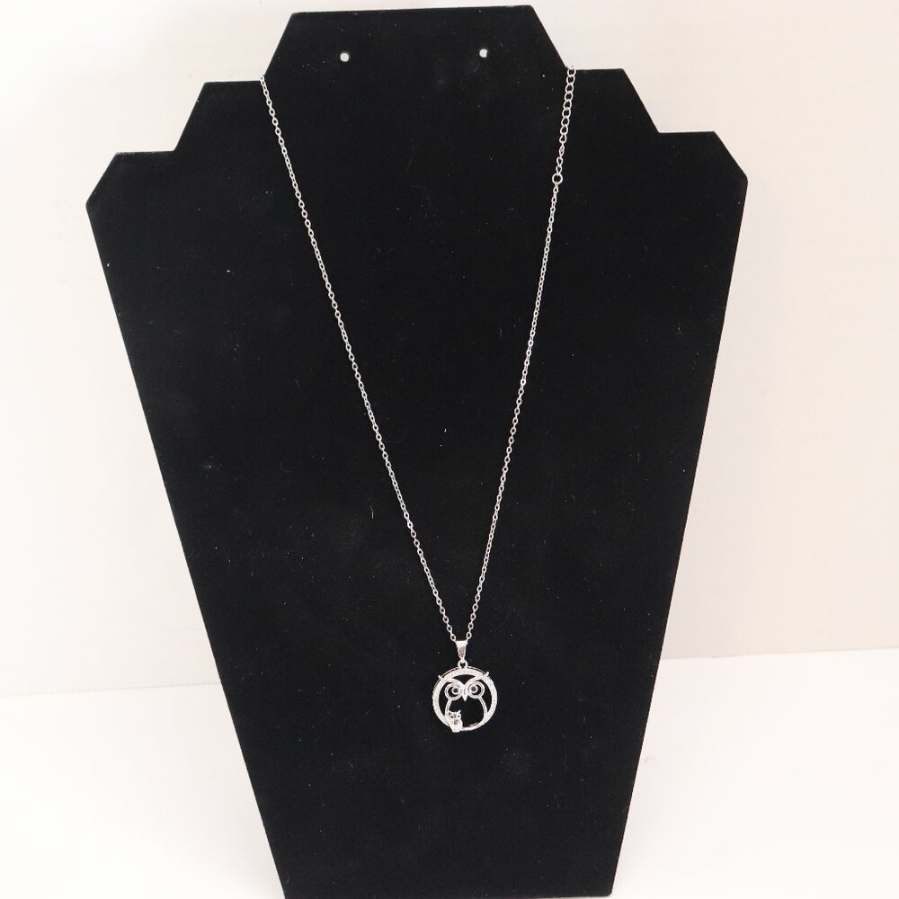 Owl Silver Tone Necklace Chain 91/2in Necklace101/2in